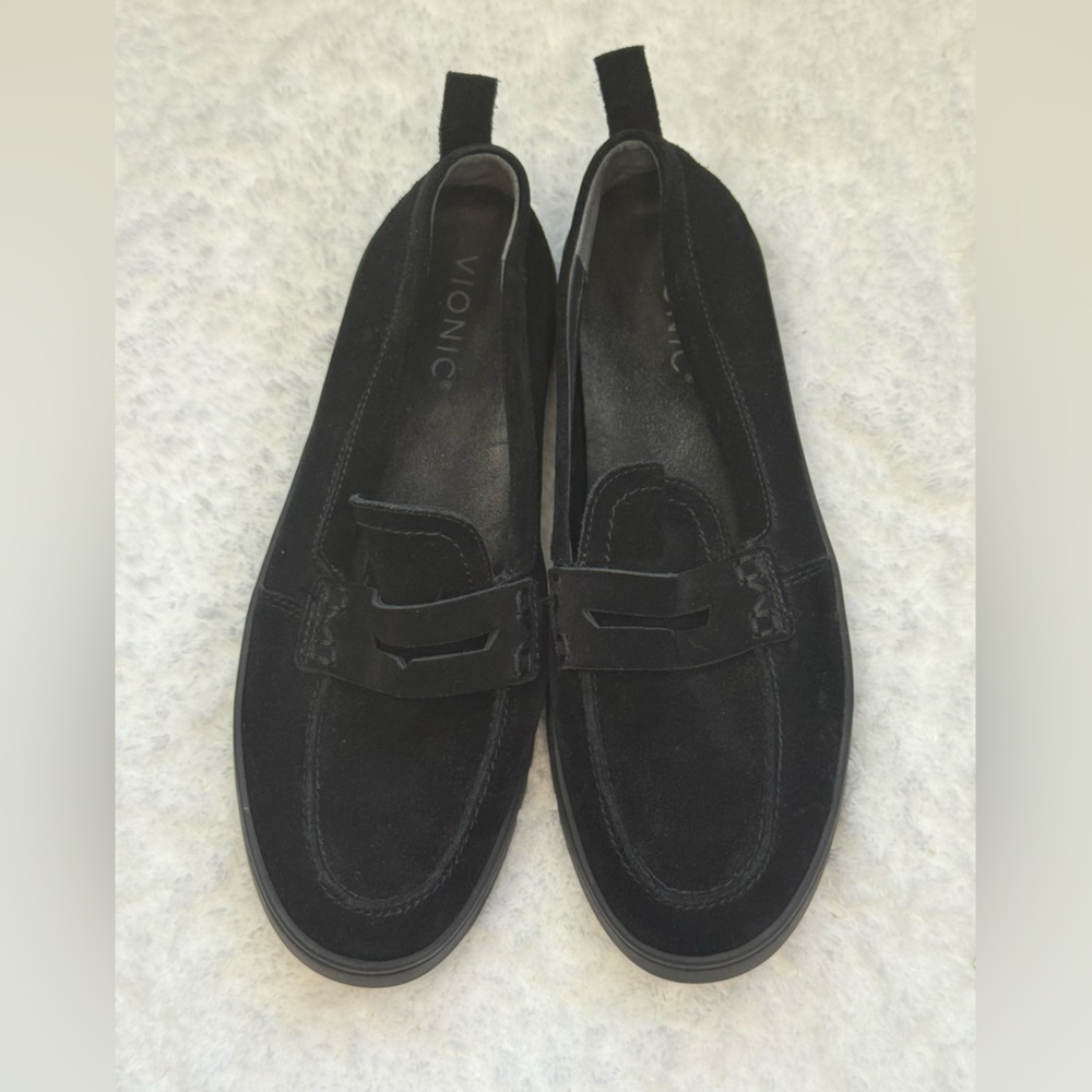 Vionic Uptown Black Suede Loafers Sz 8 - Picture 4 of 12